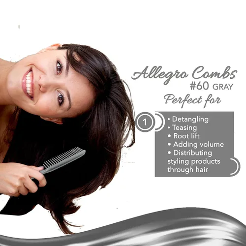 Vista 4 de Allegro Combs Peines de peluquería para peluquería de peluquería de 3 filas para cabello natural y pelucas para cabello rizado, fabricados