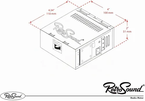 Vista 3 de RetroRadio compatible con Jeep CJ7 1976-83. Las características incluyen Bluetooth, AUX, AM/FM LAC-M1-216-37-73J