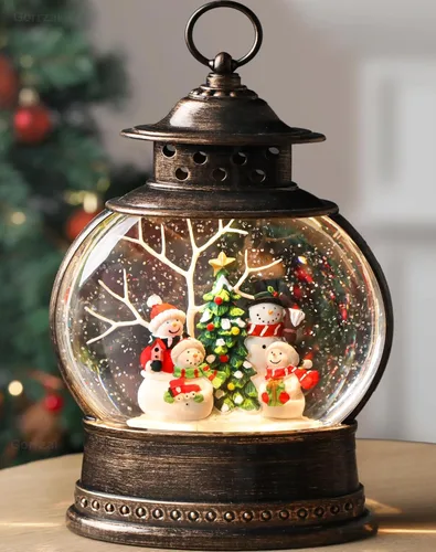 Vista 11 de Linterna de globo de nieve de Pascua, decoraciones de Pascua para el hogar con temporizador giratorio con purpurina, decoración de Pascua iluminada