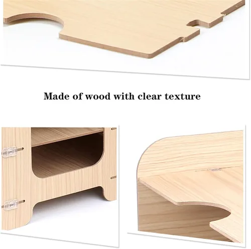 Vista 3 de File Rack File Rack A4 Paper Data Frame Wooden Desktop Organizer Multi-Layer Office Supplies Rack File Manager, 3 Layers File Organizer
