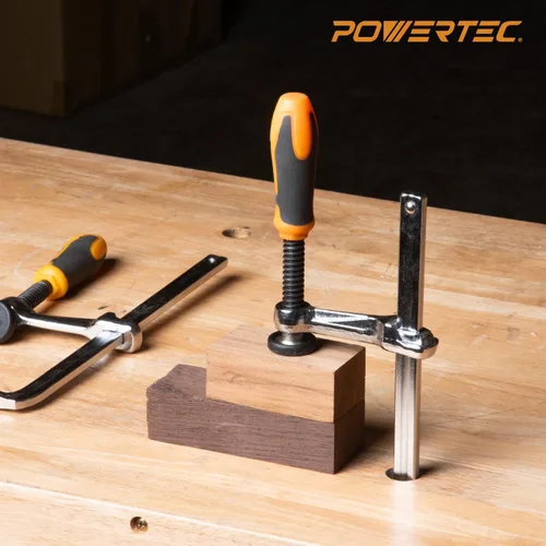 Vista 6 de POWERTEC 71410 Abrazadera de riel guía de tornillo rápido para mesa MFT y sistema de riel guía de sierra de riel, capacidad de 5-3/8" x profundidad