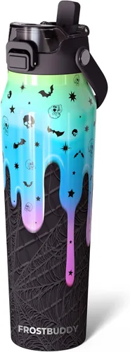Vista 16 de Frost Buddy botella de agua aislada de 32 onzas con pajilla y tapa para beber Acero inoxidable a prueba de fugas 24 horas de frío Resistente
