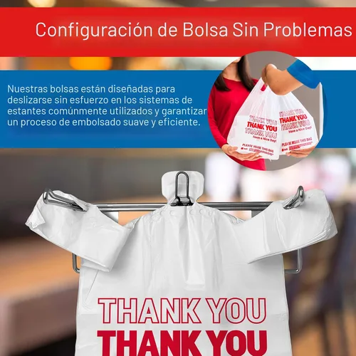Vista 4 de Reli. Bolsas de plástico Thank You (1050 unidades) Bolsas de comestibles blancas con asas Compras (plástico)