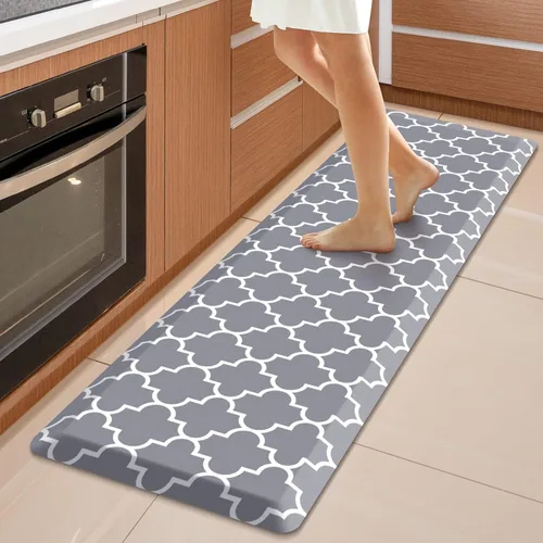 Vista 77 de WISELIFE Tapete de cocina acolchado antifatiga, 17.3 x 28 pulgadas, antideslizante, resistente, de PVC, ergonómico, impermeable, cómodo