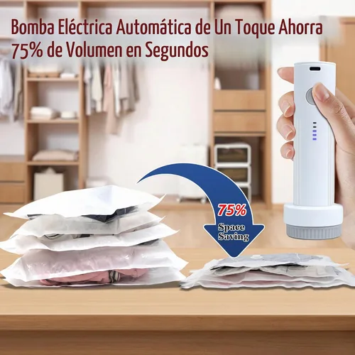 Vista 3 de Bolsas de sellado al vacío para ropa de viaje, bolsas de almacenamiento al vacío ahorradoras de espacio con bomba de aire, embalaje de compresión