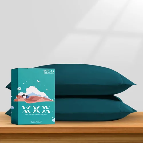 Vista 11 de XOOX Linen Juego de sábanas 100% algodón egipcio, sábanas de lujo de 1200 hilos de algodón egipcio tamaño Queen (4 piezas, gris claro), suave como