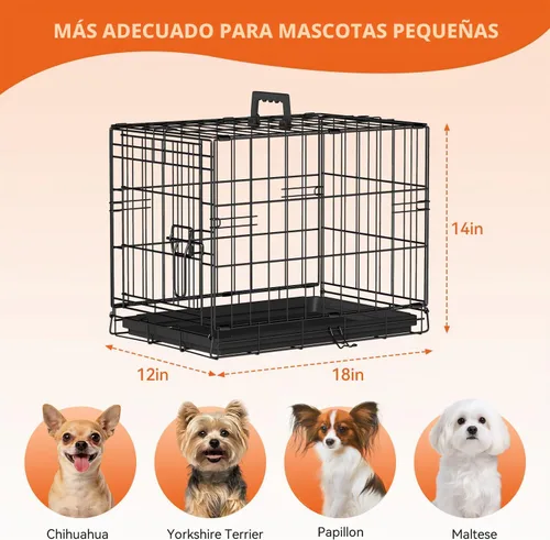 Vista 7 de FDW Jaula de metal plegable para perros de 18 pulgadas Negro Jaula