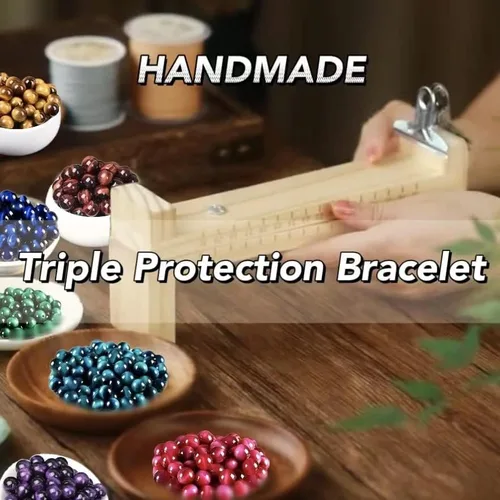 Vista 5 de 2 pulseras de triple protección, ojo de tigre natural, obsidiana negra y hematita, cuentas de 0.315 in para hombres y mujeres, regalo de pulsera