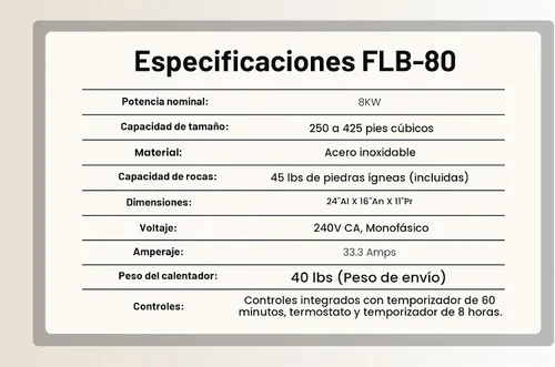 Vista 2 de Calentador de sauna Finlandia/Harvia FLB-80/KIP-80B, 8 kW 240v/1ph, Máximo 425 pies cúbicos