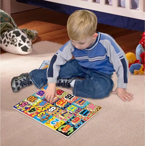 Vista 2 de Melissa & Doug – Rompecabezas de madera de piezas grandes de números jumbo (20 piezas)