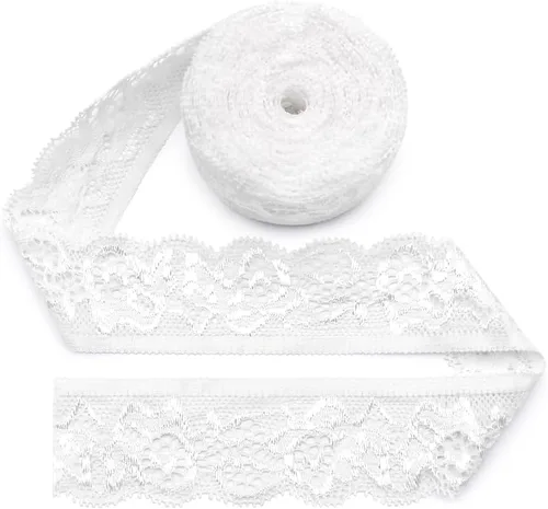 Vista 32 de SEMINI Cinta elástica de encaje de 1 pulgada de ancho para costura, manualidades, boda, fiesta, decoración, ropa (beige)