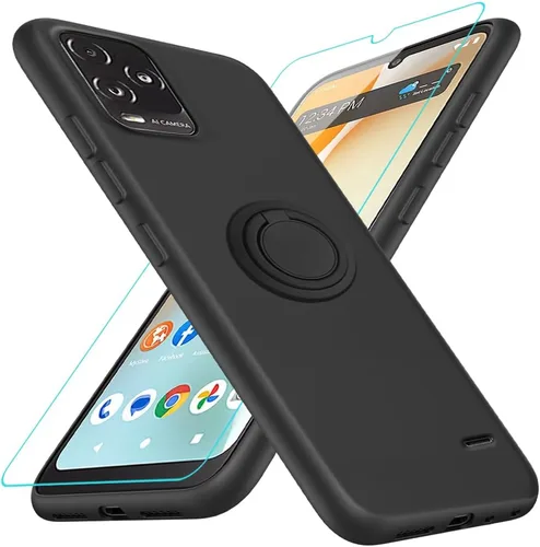 Vista 9 de Funda para Pinwheel Genesis 3 / BLU G64 Funda para teléfono con protector de pantalla HD, soporte de anillo giratorio de 360°, soporte de silicona