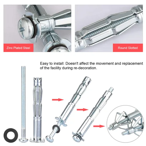 Vista 6 de Molly - Tornillos para paneles de yeso para pared de yeso, anclajes huecos de pared Paick de metal resistente y kit de tornillos para paredes