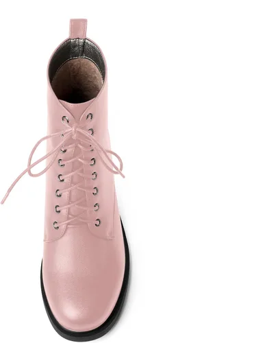 Vista 38 de ROSERWISH Botas altas de tacón bajo y grueso para mujer, con cordones, cómodas, modernas, con puntera redonda, de 2.5 pulgadas
