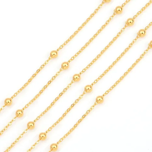 Vista 5 de BEADIA - Cadenas planas bañadas en oro de 18 quilates, 3 mm, 2 metros para la fabricación de joyas