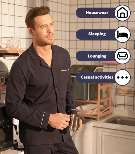 Vista 5 de DAVID ARCHY - Pijama de algodón con botones para hombre