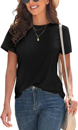 Vista 2 de KevaMolly - Camisetas básicas para mujer, FPU 50+, manga corta, casual, de verano, de moda, unicolor, holgadas