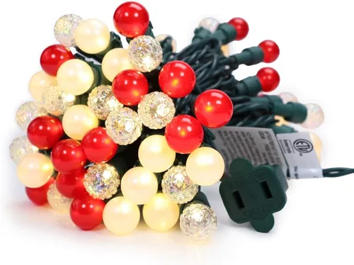 Vista 12 de Luces de Navidad Roja, Blanca y Verde G15 70 LED Luz de Globo Cadena de Luces Enchufable para Decoración de Navidad Cadena de Luces al Aire Libre