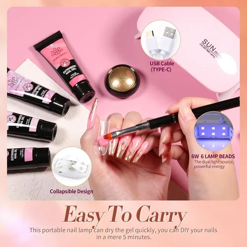 Vista 4 de BORN PRETTY Kit de Gel de Extensión Poli - Kit de Gel de Extensión de Uñas de 12 Colores Nude Transparente Rosa Gelatina Kit Todo-En-1 Gel