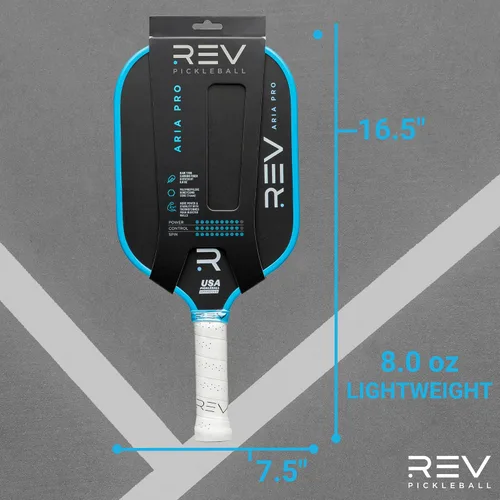 Vista 2 de Rev Pickleball Pro-Performance Paddle - Pickleball Racket - Carbon Fiber Face - Thermoformed with Foam-Injected Walls - 14mm - 16.5"x7.5"- 8oz - USA