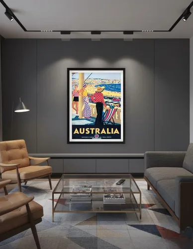 Vista 7 de Pacifica Island Art Australia - Bondi Beach New South Wales - Vintage Travel Poster by Percy Trompf c.1929 - Eco-friendly Premium Bamboo Paper