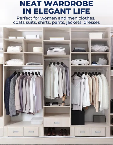 Vista 8 de Smartor Paquete de 20 perchas de madera maciza para armario, perchas de madera resistente para trajes, camisas, vestidos, con gancho de oro rosa