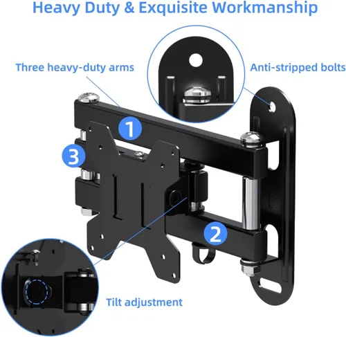 Vista 5 de suptek Soporte de Pared para TV con Brazo para Monitor Soporte de Pared para TV con Brazo para Pantalla Soporte para Monitor para 13-30" Ajustable