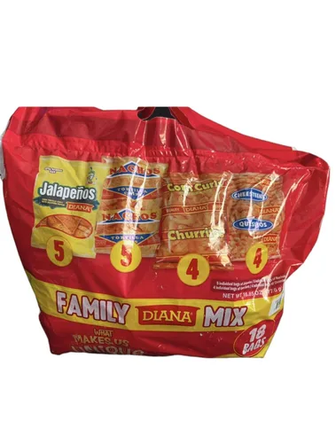 Vista 3 de DIANA MIX JALAPEÑOS NACHOS CHURRITOS Y QUESITOS PROCDUCRO SALVADOREÑO 18BOLSAS