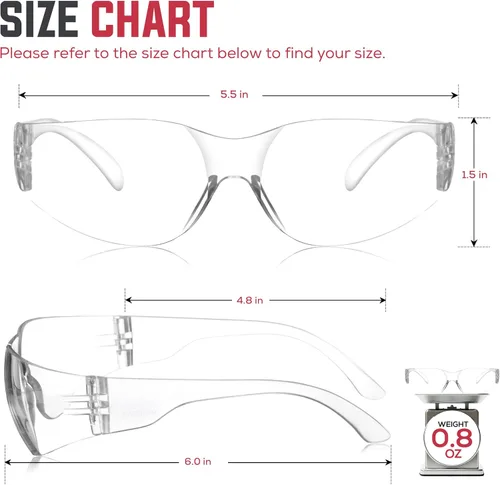 Vista 4 de SAFE HANDLER Hyline Anti Fog Color/Clear Safety Glasses, ANSI Z87.1
