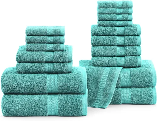 Vista 22 de Lane Linen Juego de toallas de baño de 100% algodón - Producido de manera sostenible, 18 piezas para el baño - 6 toallas de mano, 8 toallitas, 4