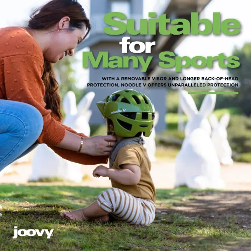 Vista 4 de Joovy Noodle V Casco de bicicleta para niños S-M, casco para niños y niños pequeños, Greenamole