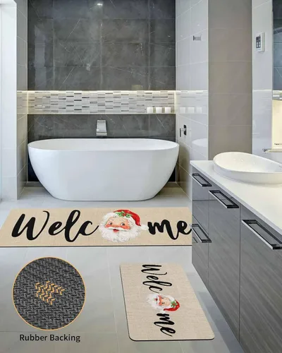 Vista 5 de Tapete de baño de Santa para bañera, antideslizante, de secado rápido y absorbente, tierra de diatomeas, fregadero de ducha para dormitorio, cocina