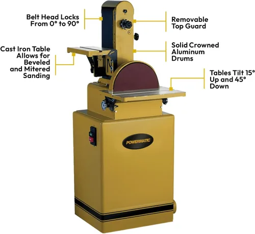 Vista 4 de Powermatic Lijadora de banda de 6" x 48" y disco de 12", 2 HP, 230/460V 3Ph (31A)
