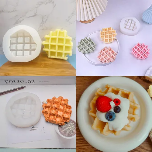 Vista 7 de Molde de silicona grande para waffle, moldes para velas de gofres, molde de jabón en forma de gofre, molde de chocolate artificial
