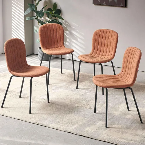 Vista 12 de Juego de mesa de comedor para 4, moderno juego de mesa de cocina de 5 piezas, mesa de comedor rectangular de 47 pulgadas y sillas vintage de piel