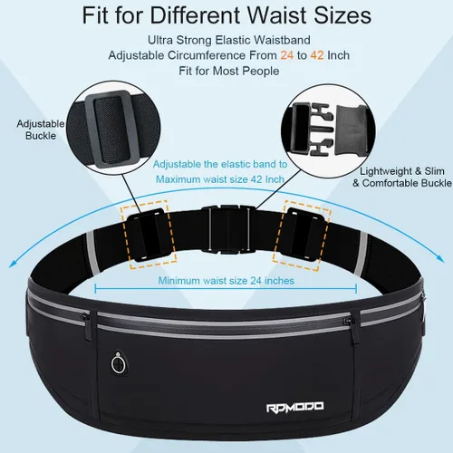 Vista 2 de Cinturón delgado para correr, soporte para teléfono de 3 bolsillos para correr, caminar, andar en bicicleta, riñonera impermeable para mujeres