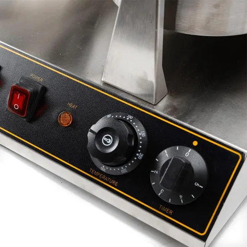 Vista 7 de Máquina de gofres belga de doble cabeza comercial giratoria de doble alerón para desayunar, cocina antiadherente, resistente, para restaurante, mini