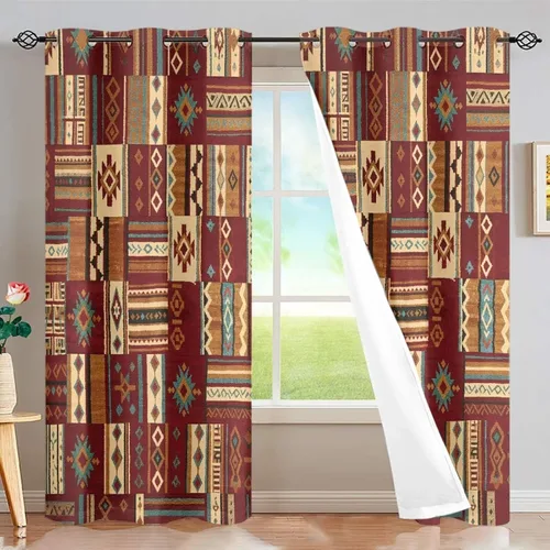 Vista 51 de Dreaweet African Tribal Blackout Curtains 63 Inch Long 2 Panels Set Bohemian Ethnic Geometric Grommet Top Thermal Insulated Curtains for Living Room