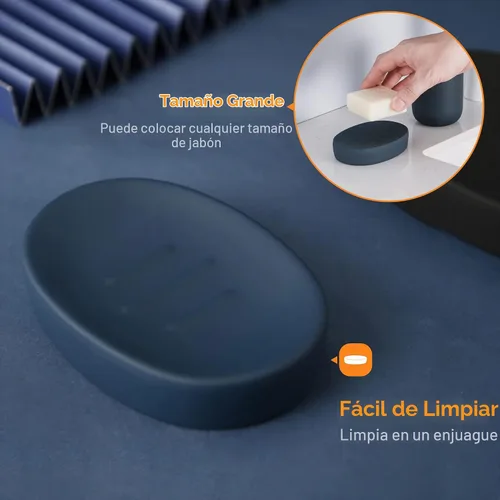 Vista 4 de DUFU - Juego de accesorios de baño azul, 4 piezas, cerámica