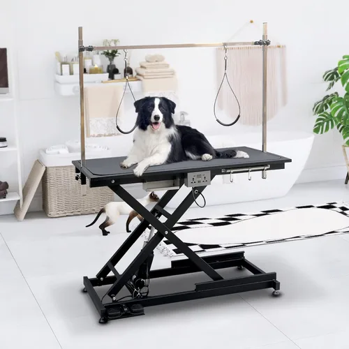 Vista 15 de Mesa de aseo profesional ajustable para mascotas, de 42 pulgadas, resistente, con brazo y bandeja de malla para perros y gatos, capacidad máxima