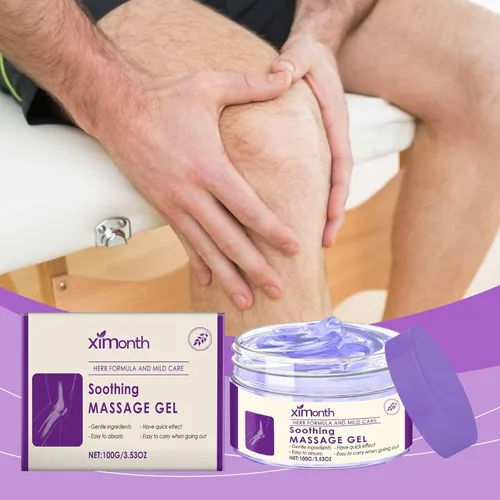 Vista 3 de Gel de masaje calmante para aliviar las articulaciones, gel morado que calma las rodillas, la lumbar, el cuello, las manos, los pies