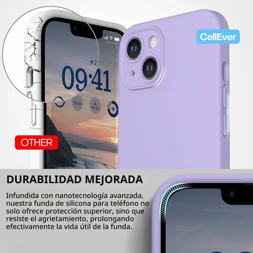 Vista 3 de CellEver Funda de silicona resistente para iPhone 14 [protección de cámara] [revestimiento antiaceite] protección militar contra caídas