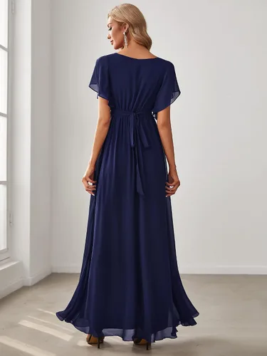 Vista 2 de Ever-Pretty Vestido de noche formal de gasa con cuello en V y mangas para mujer 0164A