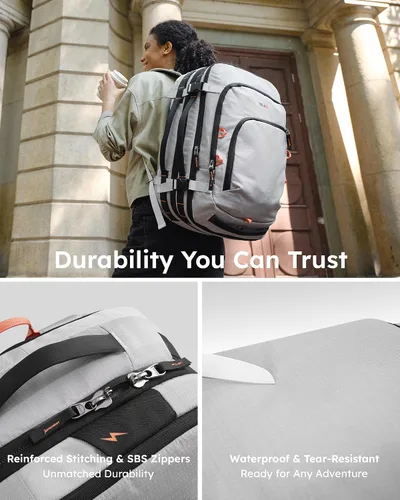 Vista 7 de Tolaccea - Mochila de viaje, aprobada para vuelos TSA, equipaje de mano para negocios, mochila resistente para computadora de gran tamaño, duradera