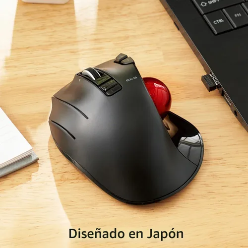 Vista 8 de ELECOM EX-G Ratón de Trackball para zurdos, inalámbrico USB de 2.4 GHz, ergonómico, control de pulgar, bola de rodillo de seguimiento, 6 botones