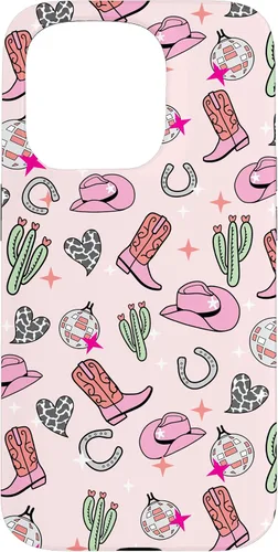 Vista 14 de Cowboy Hat & Boot & Disco Ball Pattern Pink Cowgirl Case for iPhone 17