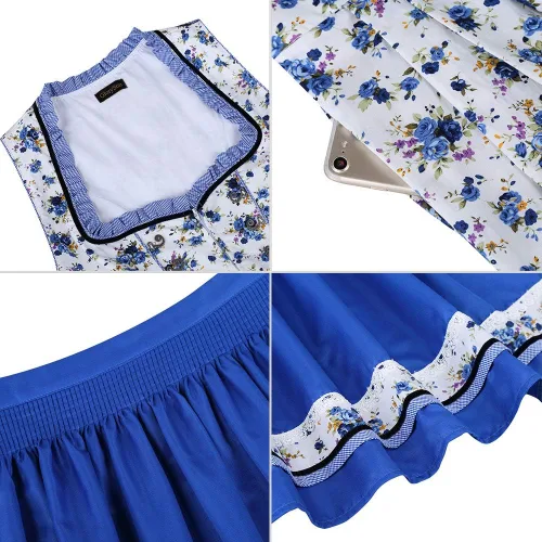 Vista 5 de GloryStar - Vestido de Oktoberfest para mujer, diseño de dirndl alemán, bávaro, para Halloween y carnaval