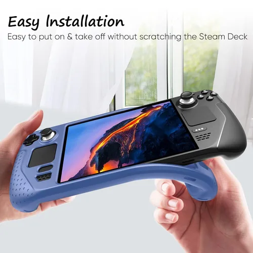 Vista 6 de Fintie Silicone Case for Steam Deck - Soft Anti-Slip Shockproof Protective Cover, Drop Protection Case for Steam Deck (Navy)