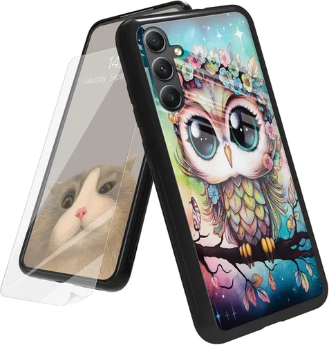 Vista 21 de Funda para Samsung Galaxy A12 5G con protector de pantalla, parte trasera de vidrio templado + TPU de silicona suave que absorbe los golpes
