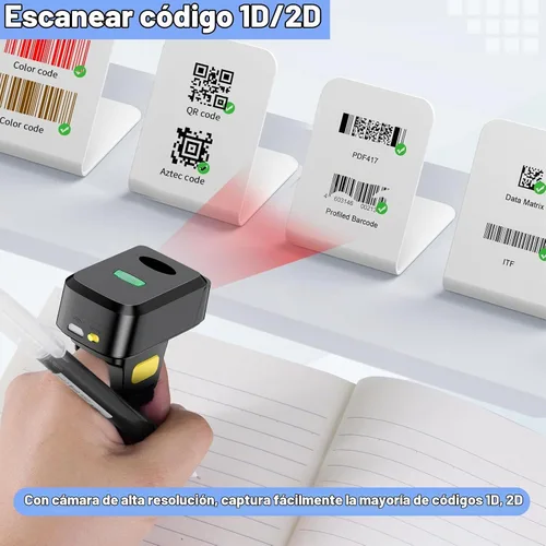 Vista 2 de Escáner de código de barras Bluetooth 2D, mini escáner de código de barras portátil inalámbrico 3 en 1 Bluetooth y USB con cable y 2.4G inalámbrico